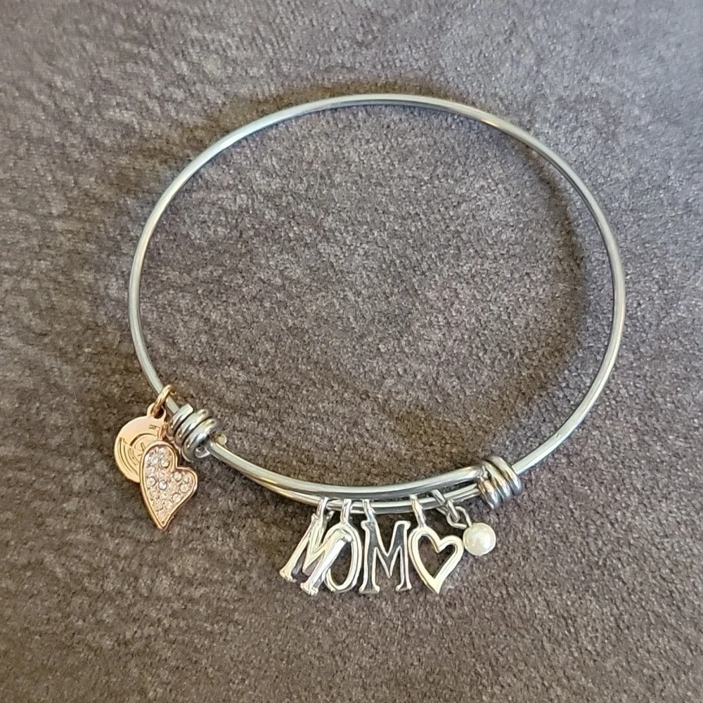 UNWRITTEN Mom Heart Charm Bangle Bracelet